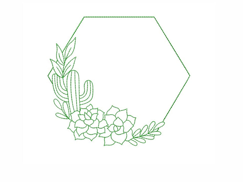 Cactus Frame Embroidery Design, 5 sizes Embroidery/Applique DESIGNS Nino Nadaraia 