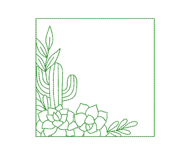 Cactus Frame Embroidery Design, 5 sizes, Instant Download Embroidery/Applique DESIGNS Nino Nadaraia 