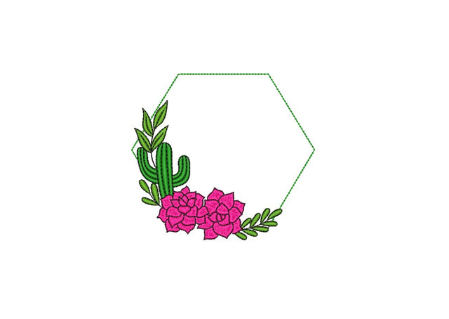 Cactus Frame Embroidery Design, Machine Embroidery Design, 4 sizes Embroidery/Applique DESIGNS Nino Nadaraia 