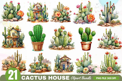 Cactus House Watercolor Sublimation Sublimation Regulrcrative 
