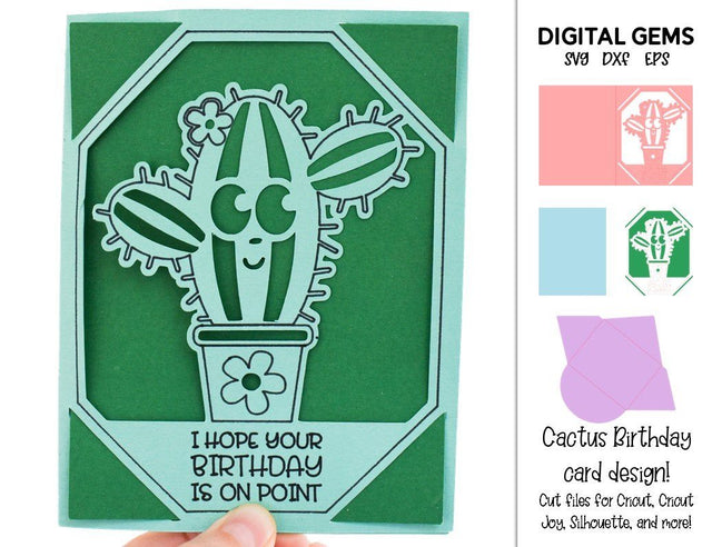 cactus, I hope your birthday is on point card SVG Digital Gems 