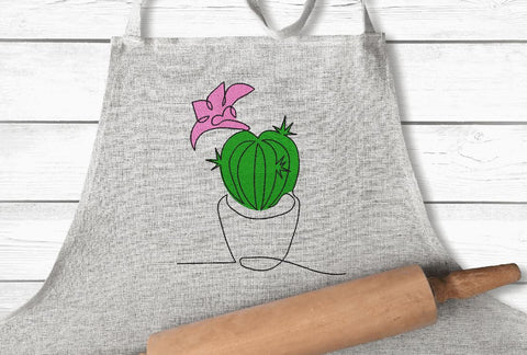 Cactus in a Pot, One line Minimalist Machine Embroidery Design Embroidery/Applique DESIGNS Angie 