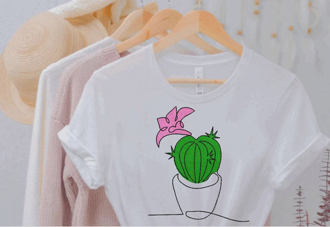 Cactus in a Pot, One line Minimalist Machine Embroidery Design Embroidery/Applique DESIGNS Angie 