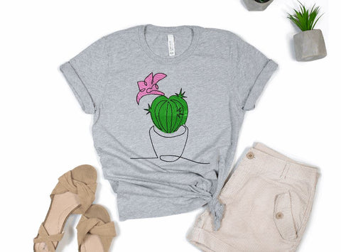 Cactus in a Pot, One line Minimalist Machine Embroidery Design Embroidery/Applique DESIGNS Canada Embroidery 