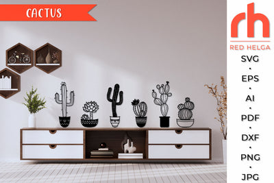 Cactus in a Pot SVG - House Plants Cut File SVG RedHelgaArt 