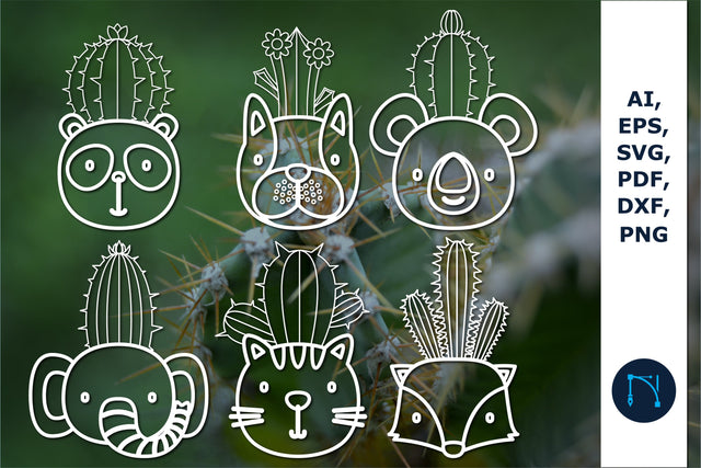 Cactus In Pots Animal Faces SVG bundle SVG MD JOYNAL ABDIN 