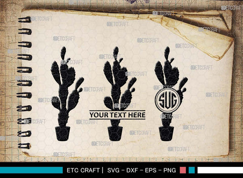 Cactus Monogram, Cactus Silhouette, Cactus SVG, Houseplant Svg, Succulent Svg, Prickly Pear Cactus Svg, Saguaro Svg, SB00487 SVG ETC Craft 