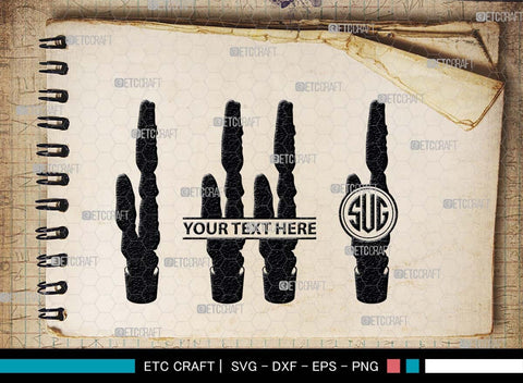 Cactus Monogram, Cactus Silhouette, Cactus SVG, Houseplant Svg, Succulent Svg, Prickly Pear Cactus Svg, Saguaro Svg, SB00487 SVG ETC Craft 