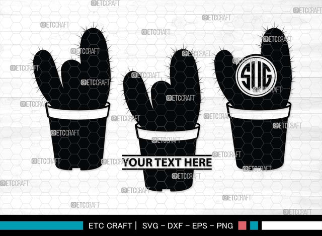 Cactus Monogram, Cactus Silhouette, Cactus SVG, Houseplant Svg, Succulent Svg, Prickly Pear Cactus Svg, Saguaro Svg, SB00488 SVG ETC Craft 