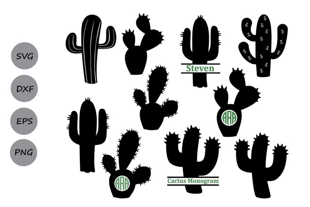 Cactus Monogram| Cactus SVG Cut Files SVG CosmosFineArt 