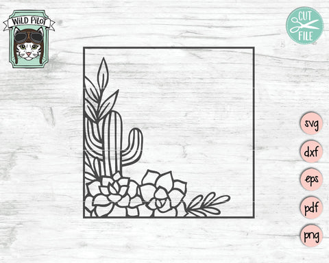 Cactus Monogram Frames SVG Cut File SVG Wild Pilot 