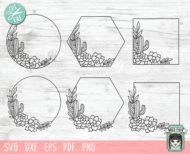 Cactus Monogram Frames SVG Cut File SVG Wild Pilot 