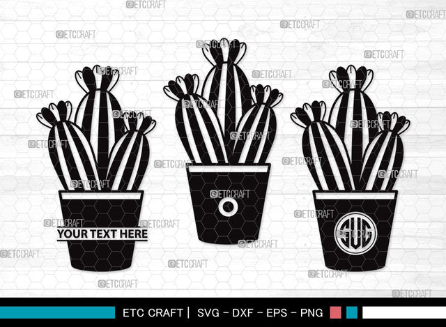 Cactus Monogram SVG | Summer Svg | Cactus Pot Svg | Plant Svg | Succulent Svg | Cactus Clipart SVG ETC Craft 