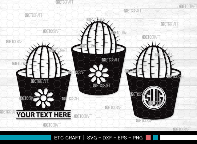 Cactus Monogram SVG | Summer Svg | Cactus Pot Svg | Plant Svg | Succulent Svg | Cactus Clipart SVG ETC Craft 
