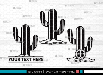 Cactus Monogram SVG | Summer Svg | Cactus Pot Svg | Plant Svg | Succulent Svg | Cactus Clipart SVG ETC Craft 