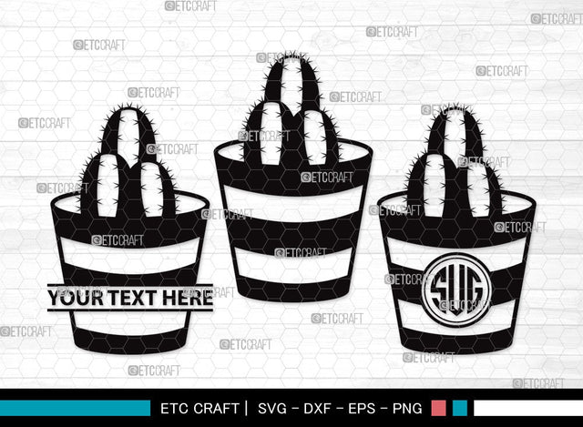 Cactus Monogram SVG | Summer Svg | Cactus Pot Svg | Plant Svg | Succulent Svg | Cactus Clipart SVG ETC Craft 
