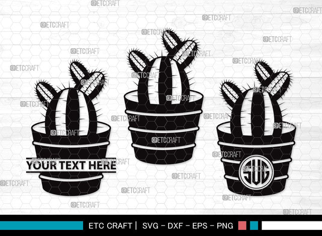 Cactus Monogram SVG | Summer Svg | Cactus Pot Svg | Plant Svg | Succulent Svg | Cactus Clipart SVG ETC Craft 