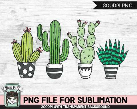 Cactus PNG file for SUBLIMATION, Succulent PNG sublimation file, Cactus sublimation, Cactus printable, Succulent printable, Illustrations Sublimation Wild Pilot 