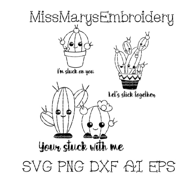 Cactus Relationship Sayings SVG MissMarysEmbroidery 