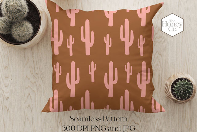 Cactus Seamless Pattern Western Cactus Sublimation PNG Digital Pattern The Honey Company 