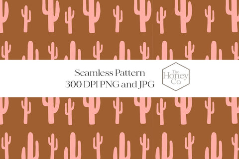 Cactus Seamless Pattern Western Cactus Sublimation PNG Digital Pattern The Honey Company 