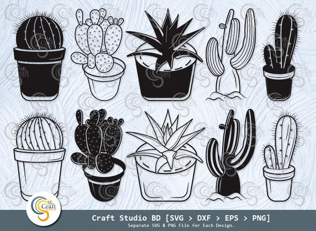 Cactus Silhouette, Succulent Cacti svg, Succulent Svg, Desert Cactus, Cactus Svg Bundle SVG ETC Craft 