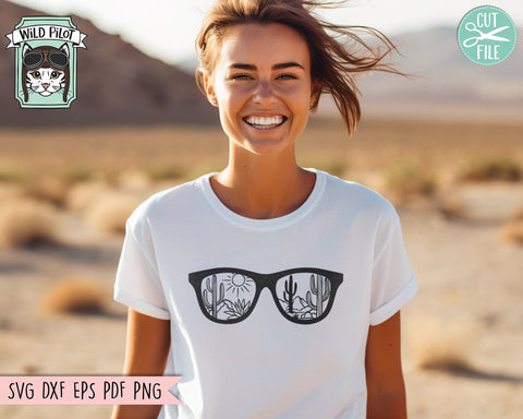 Cactus Sunglasses SVG file, Cactus cut file, Desert Scene svg, Cactus Scene svg, Mountain Scene svg, Western svg, Desert Scene Clipart SVG Wild Pilot 