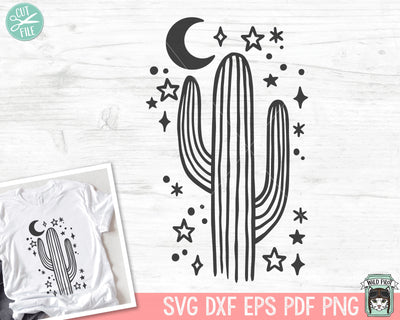 Cactus SVG, Cactus PNG, Succulent SVG, Desert svg, Boho svg, Mystical svg, Moon svg, Cactus Clipart, Succulent Clipart, Plant svg SVG Wild Pilot 