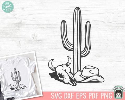 Cactus SVG, Cow Skull SVG, Cowboy Hat SVG, Southwest svg, Boho svg, Desert svg, Longhorn svg, Cactus png, Cowboy Hat Clipart, Bull Skull svg SVG Wild Pilot 