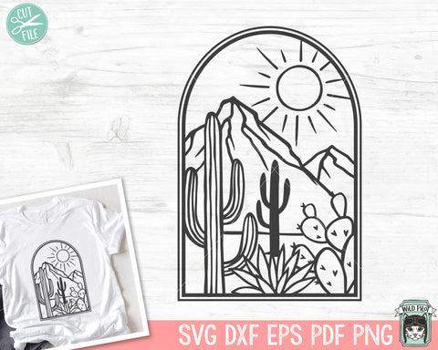 Cactus SVG file, Cactus cut file, Desert Scene svg, Cactus Scene svg, Mountain Scene svg, Western svg, Desert Scene Clipart SVG Wild Pilot 