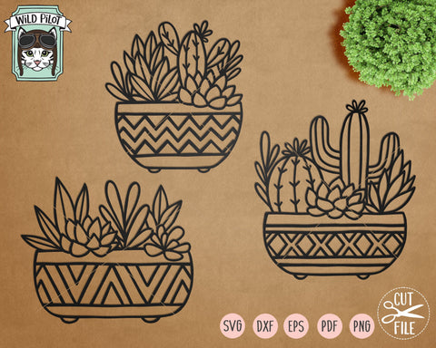 succulent svg free vinyl Cactus Succulent Planter SVG Cut File