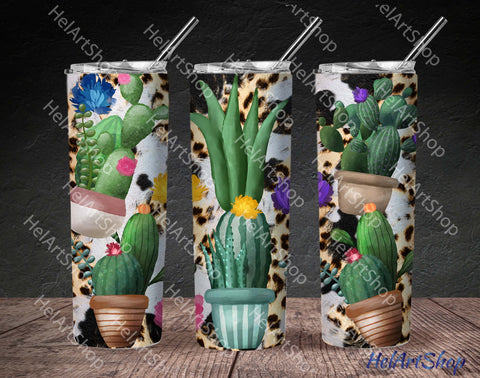 Cactus Tumbler PNG, Succulent SKINNY TUMBLER 20 Oz PNG Sublimation _HelArtShop_ 