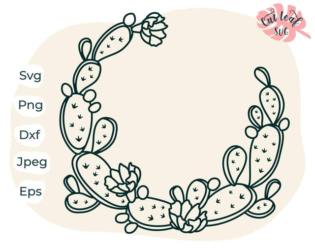 Cactus Wreath svg, cactus svg, floral wreath svg, floral wreath clipart, floral svg, cactus clipart, monogram wreath, monogram frame svg SVG CutLeafSvg 