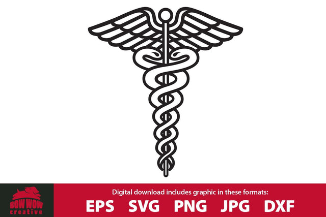 Caduceus / Medical Symbol Cutting File & Clipart SVG Bow Wow Creative 