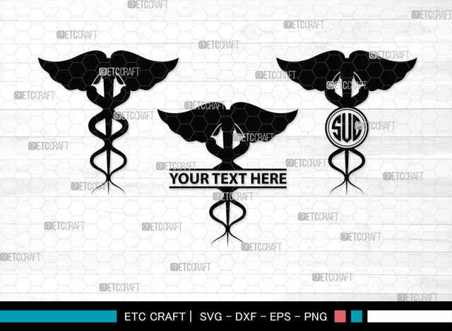 Caduceus Symbol Monogram, Caduceus Symbol Silhouette, Caduceus Symbol SVG, Caduceus Svg, Pharmacy Symbol Svg, SB00140 SVG ETC Craft 