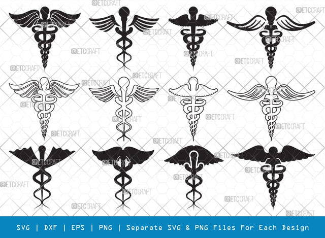 Caduceus Symbol Silhouette, Caduceus Symbol SVG, Caduceus Svg, Pharmacy Symbol Svg, Caduceus Bundle, SB00140 SVG ETC Craft 