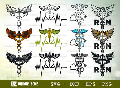 Caduceus Symbol SVG Bundle, Caduceus Svg, Pharmacy Symbol Svg, Wings Svg, Medical Symbol Svg, Nurse Svg, Star Of Life Svg, RN Nurse Svg, SVG Unique Zone 