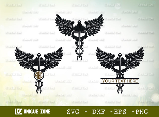 Caduceus Symbol SVG Monogram, Caduceus Svg, Pharmacy Symbol Svg, Wings Svg, Medical Symbol Svg, Nurse Svg, Star Of Life Svg, RN Nurse Svg, SVG Unique Zone 