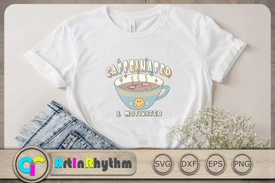 Caffeinated And Motivated Svg, Coffee Svg, Retro Groovy Svg, Funny Svg SVG Artinrhythm shop 