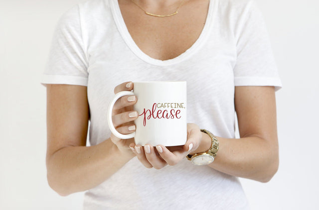 Caffeine, Please Hand Lettered SVG Cut File SVG Cursive by Camille 