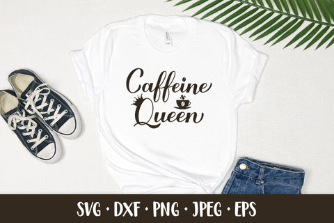 Caffeine queen hand lettered SVG. Funny coffee quote. SVG LaBelezoka 