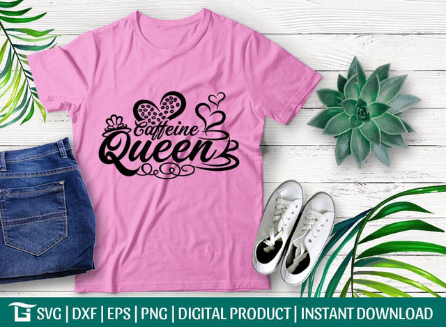Caffeine Queen Svg Cut File, Caffeine Svg, Coffee Lover Svg, Coffee Gift Svg, Tshirt Design, SVG ETC Craft 