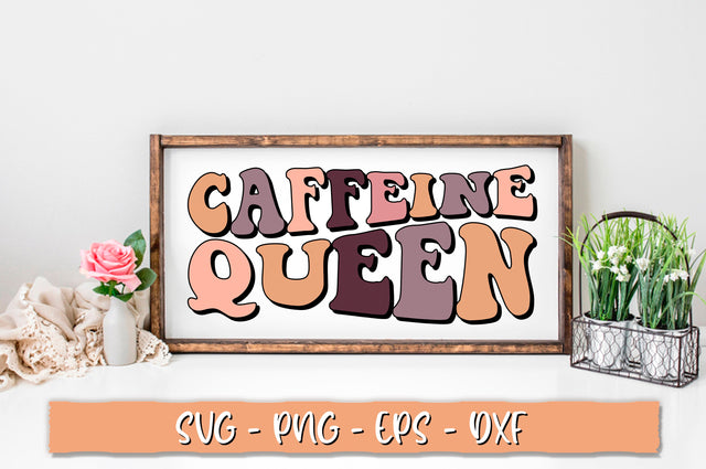 Caffeine queen SVG, Retro Coffee SVG Shetara Begum 