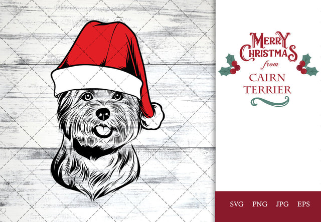 Cairn Terrier dog svg portrait clipart vector graphic art Xmas hat Christmas dog Cricut cut file cuttable design SVG Loveleen Kaur 