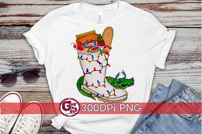 Cajun Christmas Stocking PNG for Sublimation Sublimation Greedy Stitches 