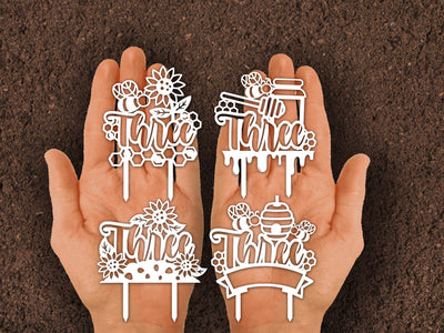 Cake topper Bee Birthday Paper cut SVG Johan Ru designs 