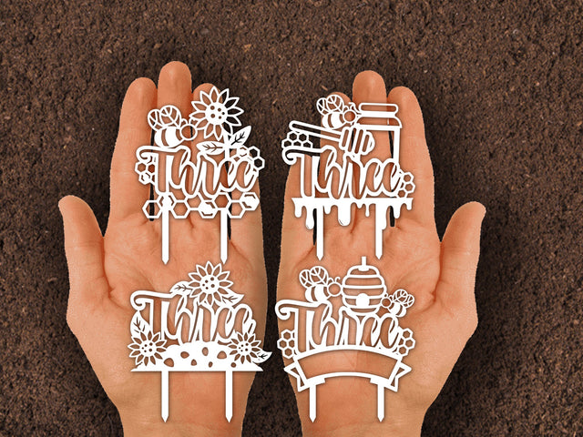 Cake topper Bee Birthday Paper cut SVG Johan Ru designs 