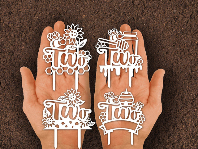 Cake topper Bee Birthday Paper cut SVG Johan Ru designs 