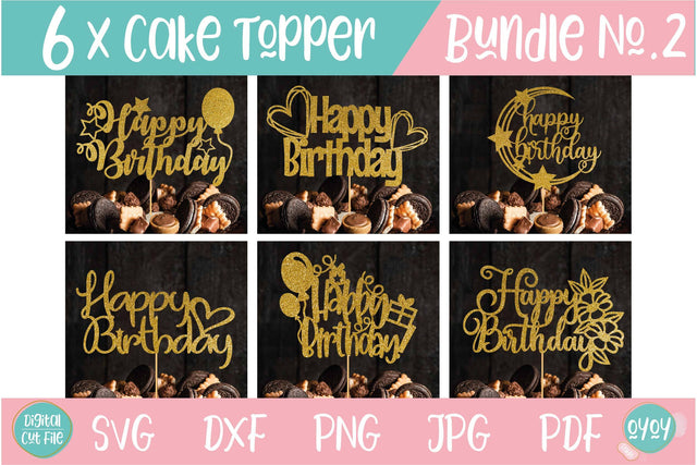 Cake Topper Bundle SVG | Happy Birthday Bundle SVG SVG OyoyStudioDigitals 