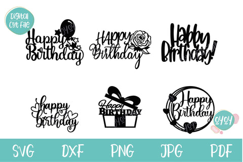 Cake Topper Bundle SVG | Happy Birthday SVG Bundle SVG OyoyStudioDigitals 